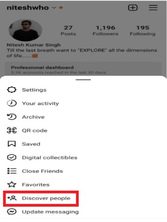 select Discover people