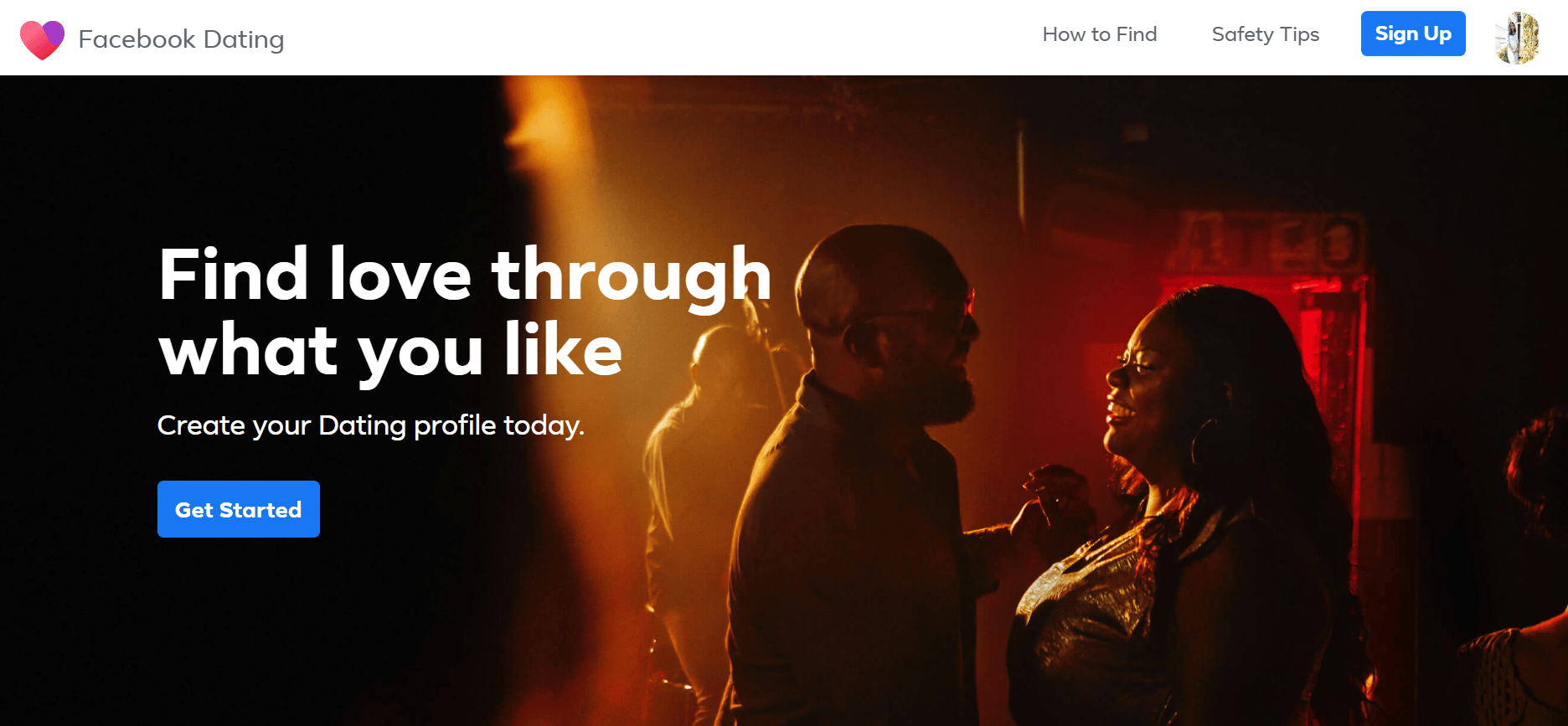 Facebook Dating webpage 