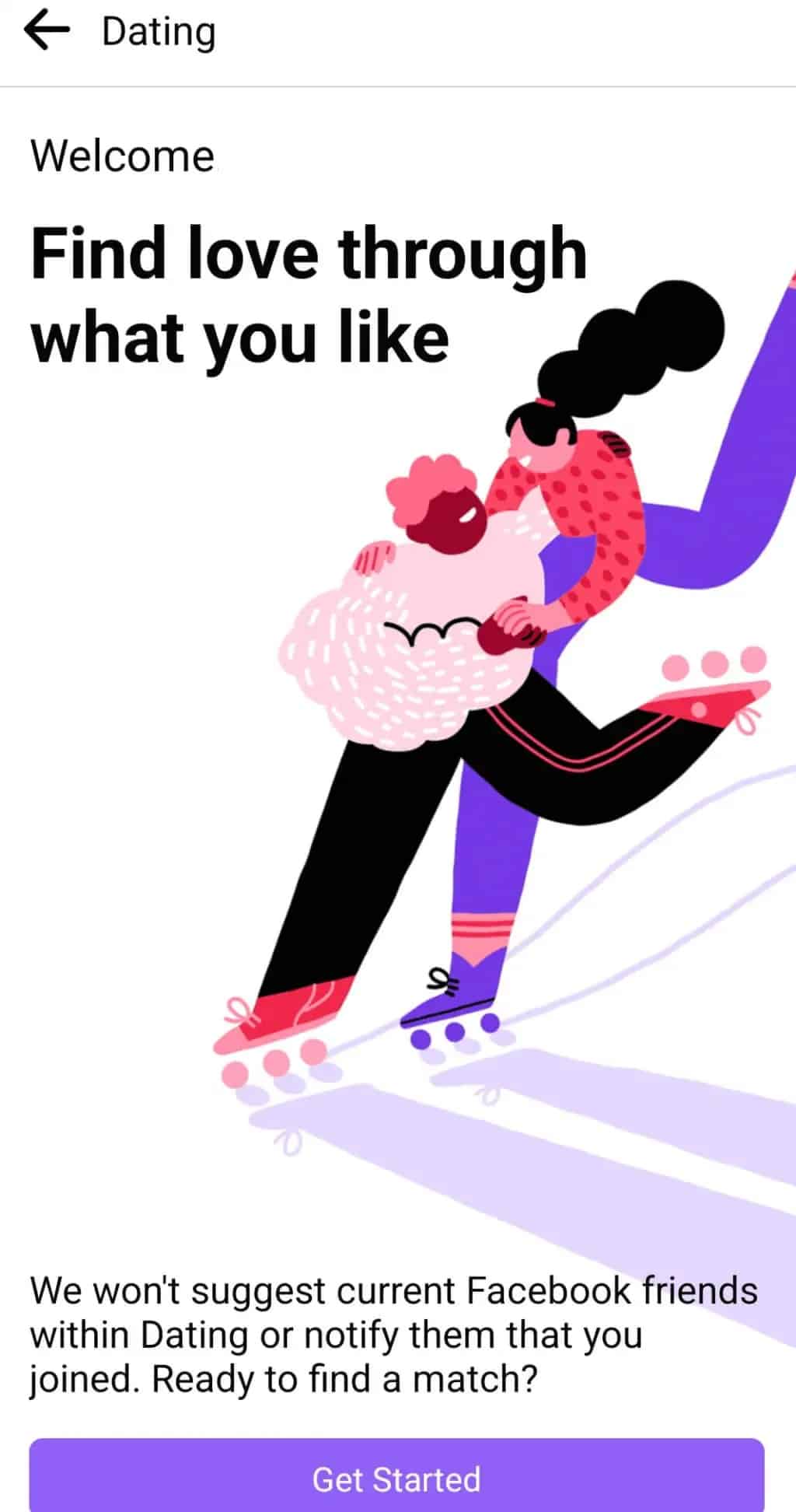 Tap on Dating and Get Started
