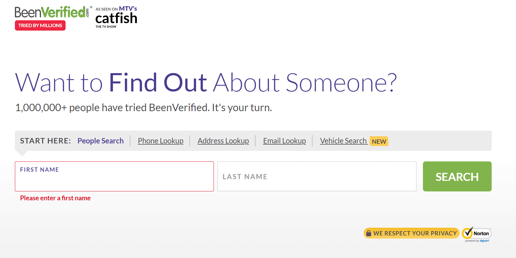 BeenVerfied People Finder Page