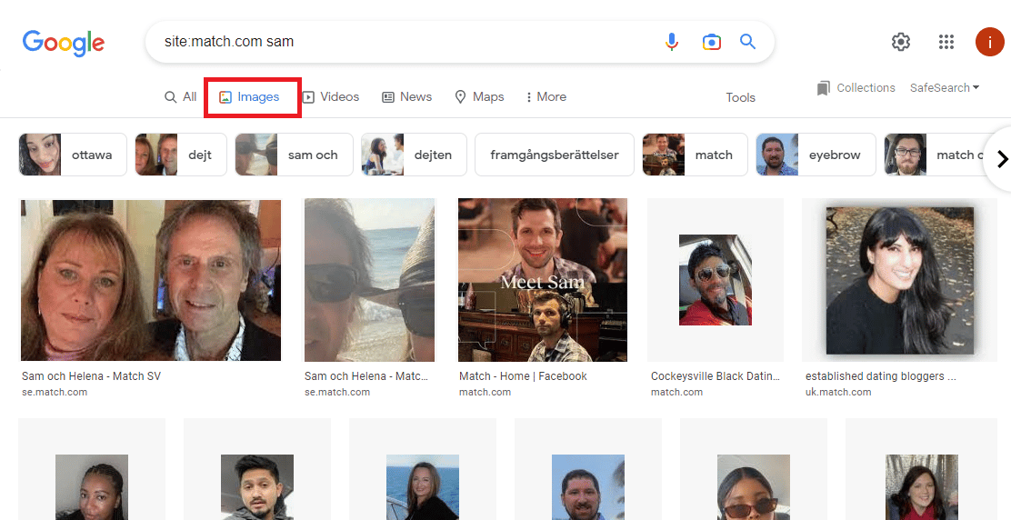 Click on the Images option