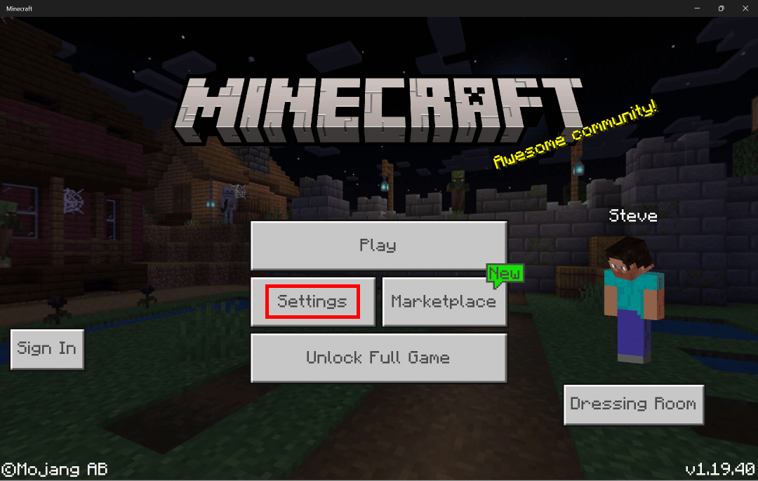 Click on the Settings option on the home screen.