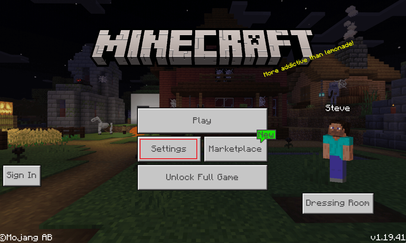 Click on the Settings option on the home screen