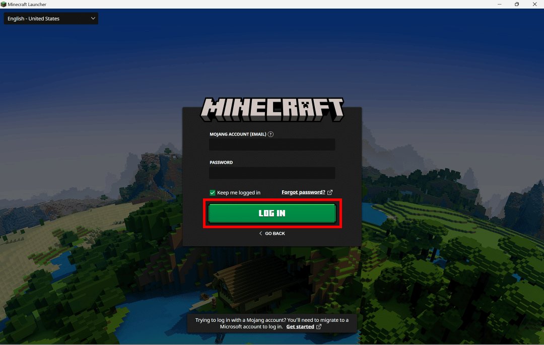 Enter your email and password and click on the LOG IN button.