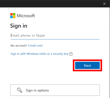 Enter your email address and click on the Next option | How to Change Microsoft Account on Minecraft PE