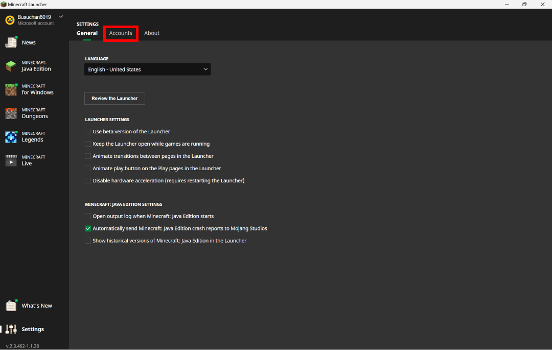 Click on Accounts | How to Change Microsoft Account on Minecraft PE