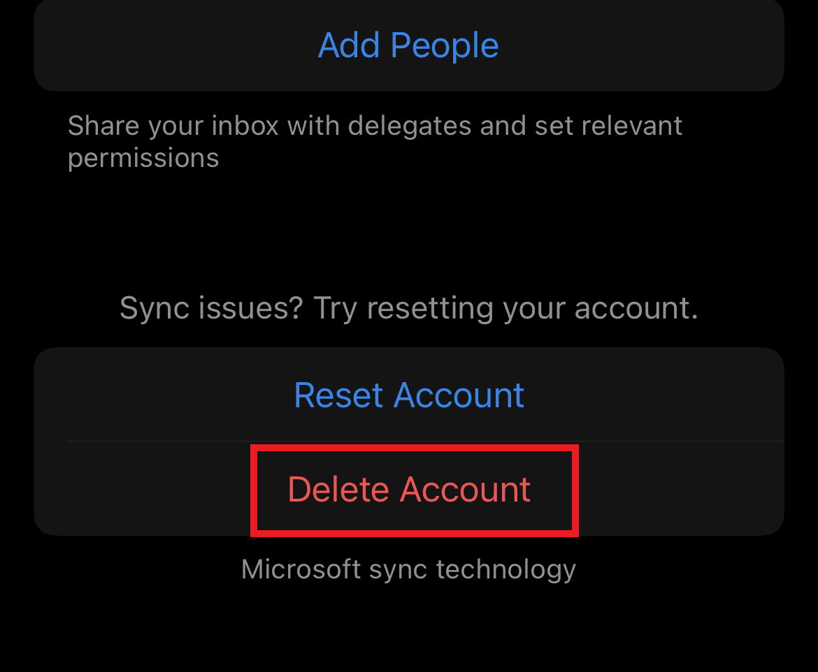 Tap on Delete Account. 
