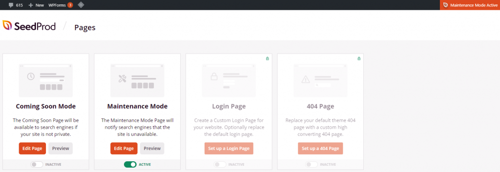Seed Prod page settings
