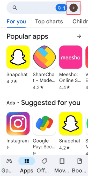 tap on profile icon