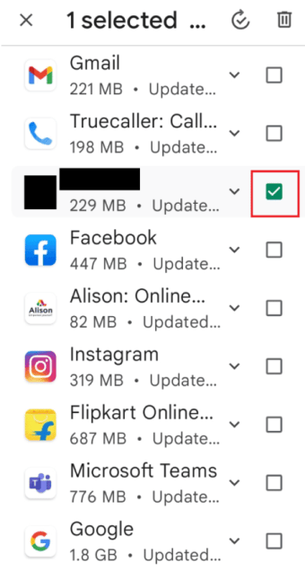 select app and tap on trash icon
