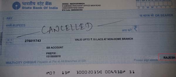 PF Cancelled Cheque for PF withdrawal