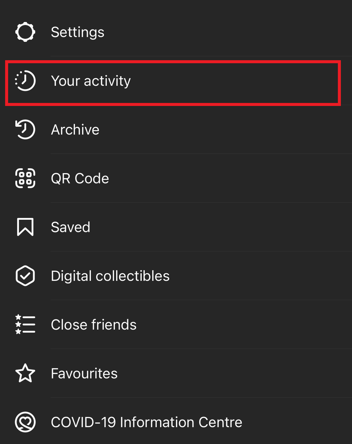 Select Your activity 
