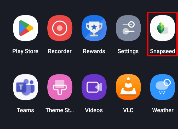 Open the Snapseed app on your phone.