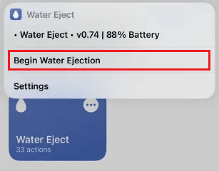 Tap on Begin Water Ejection | defog the front camera on my iPhone