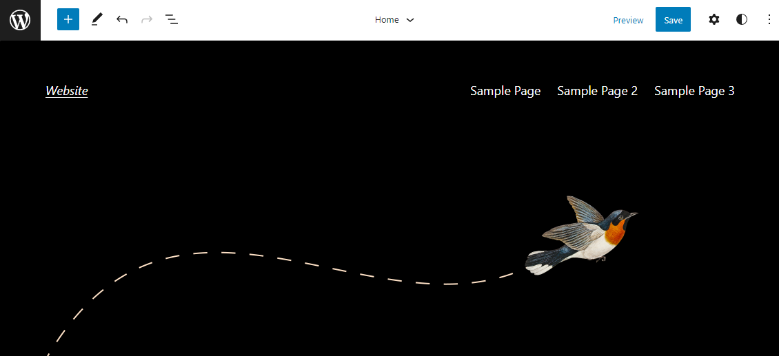 The WordPress site editor interface.