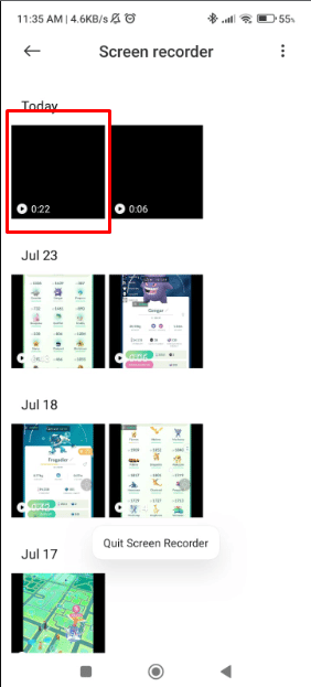 Now exit the Snapchat app and then open the screen recording video. | purple ring on Snapchat