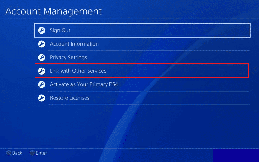 link with other services PlayStation 4 PS4