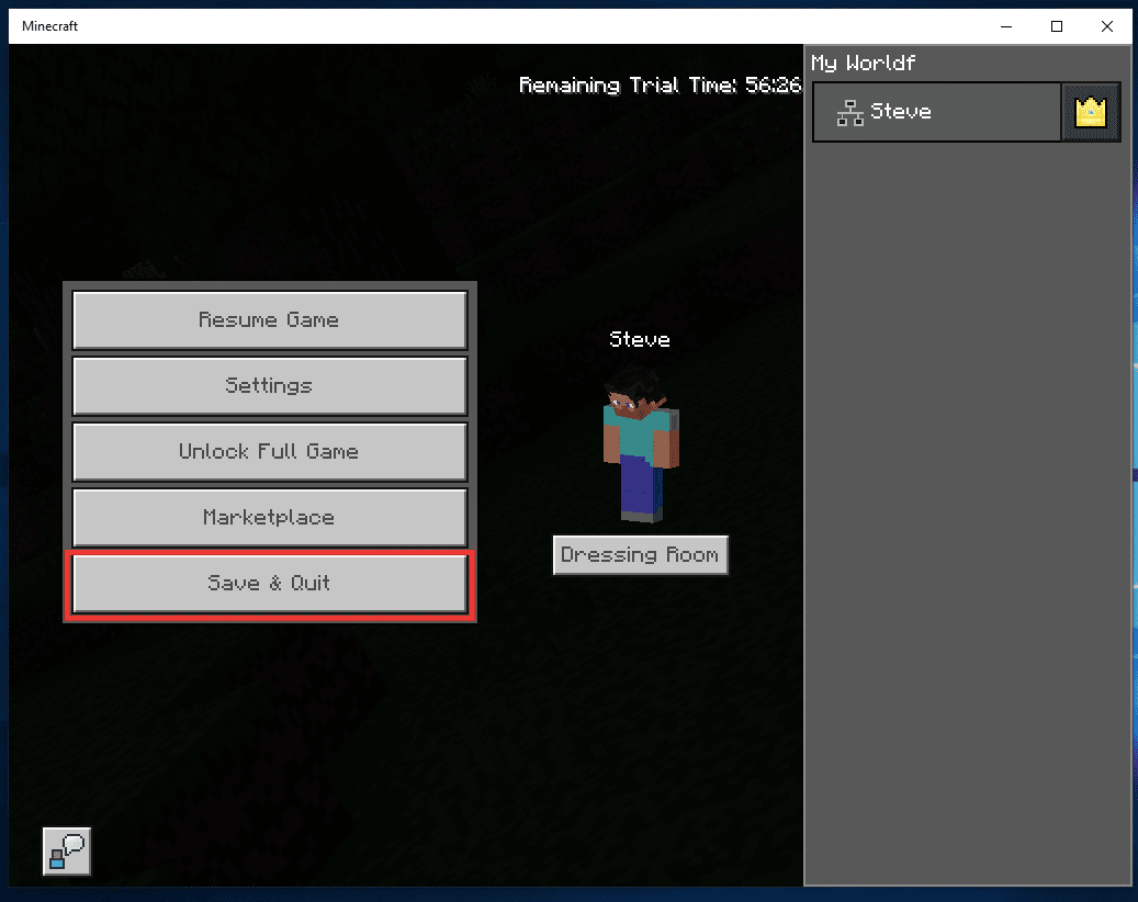 Click on save and quit button