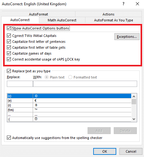 Uncheck all the boxes or selectively uncheck the boxes according to your needs
