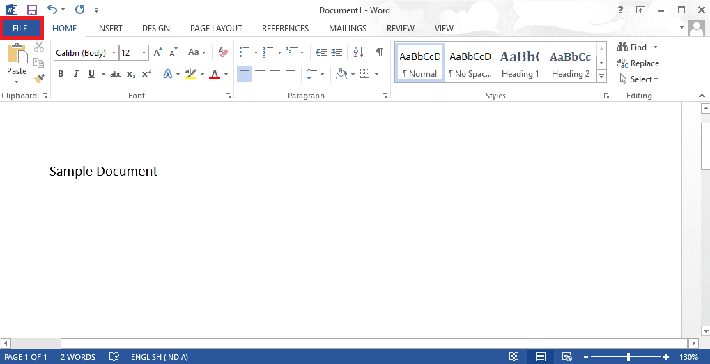Click on File. How to Enable or Disable Auto Capitalization in Word