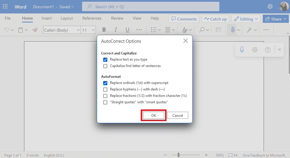 Click on OK. How to Enable or Disable Auto Capitalization in Word