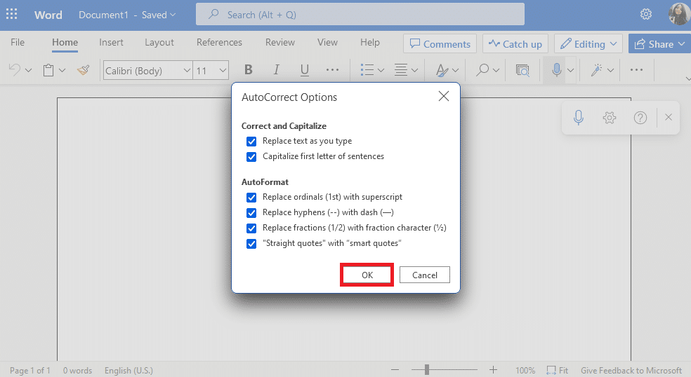 Click on OK. How to Enable or Disable Auto Capitalization in Word