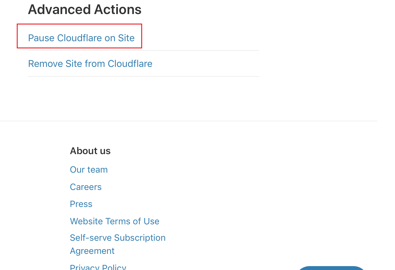 pause cloudflare on site