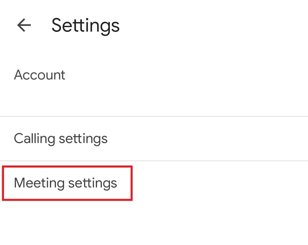 Tap on Metting settings 