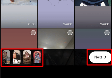 Choose the video you want to add to your story and tap on Next