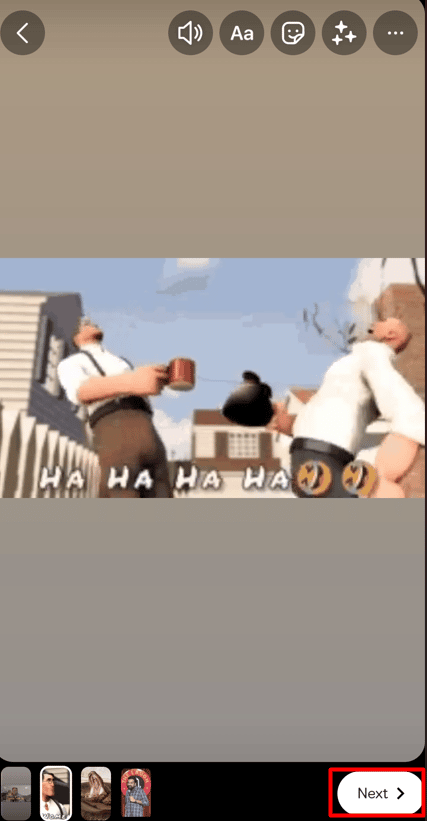 Edit your clip and tap on Next