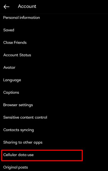 Tap on the Cellular data use