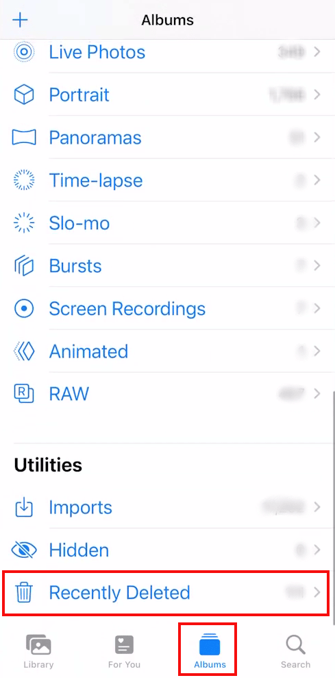 tap on Albums - Recently Deleted | How Can You Recover Deleted TikTok Videos