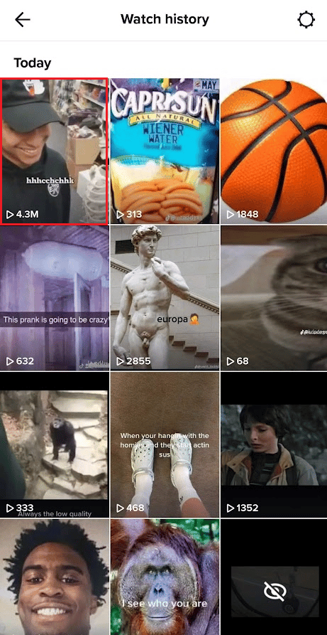 you’ll see all the videos you’ve watched. Tap on the desired video you lost on your feed to watch it again