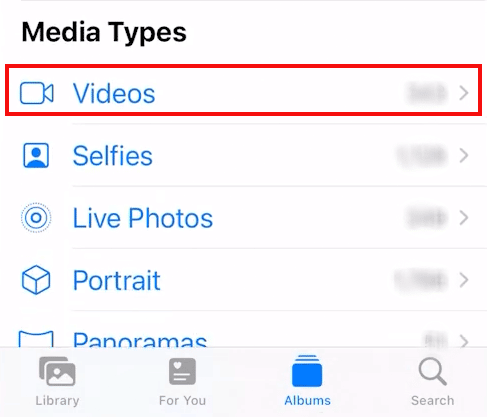 Tap on Albums -  Videos from the bottom