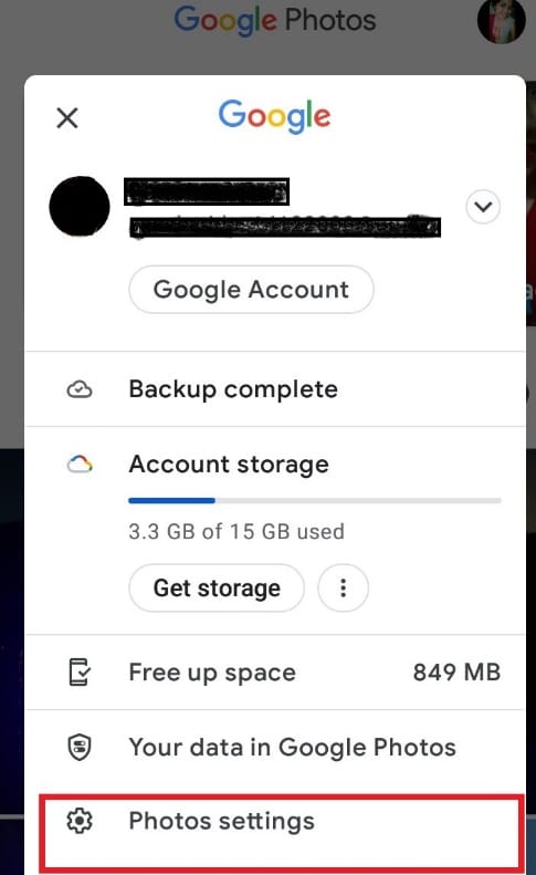 Choose Photos settings