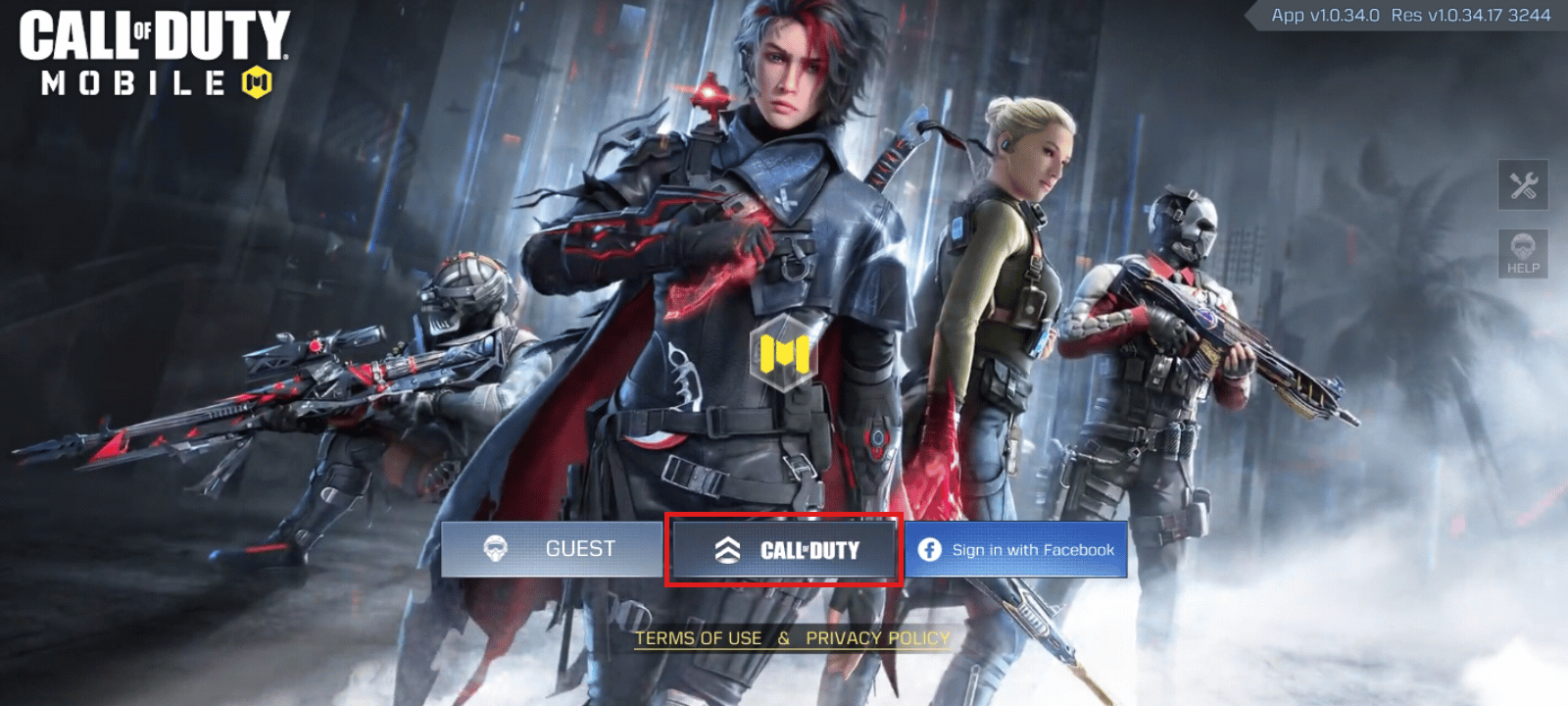 Tap on the Call of Duty logo, and you’ll be redirected to the login page.