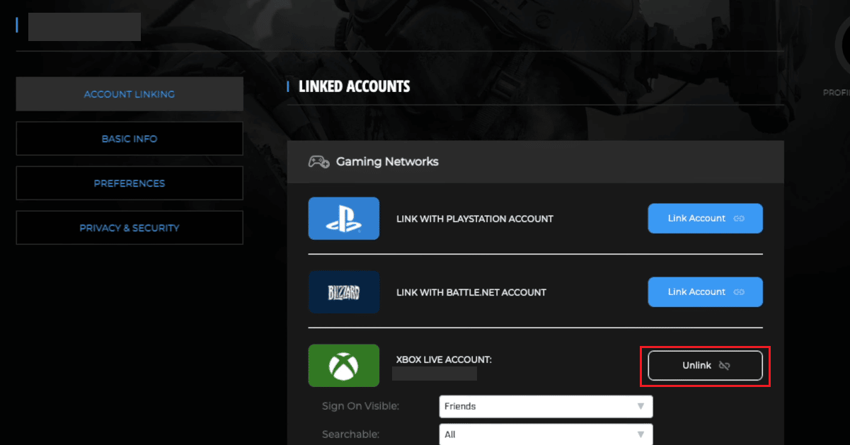 Choose the desired account and click on the Unlink option next to it | How Do You Unlink a Call of Duty Account