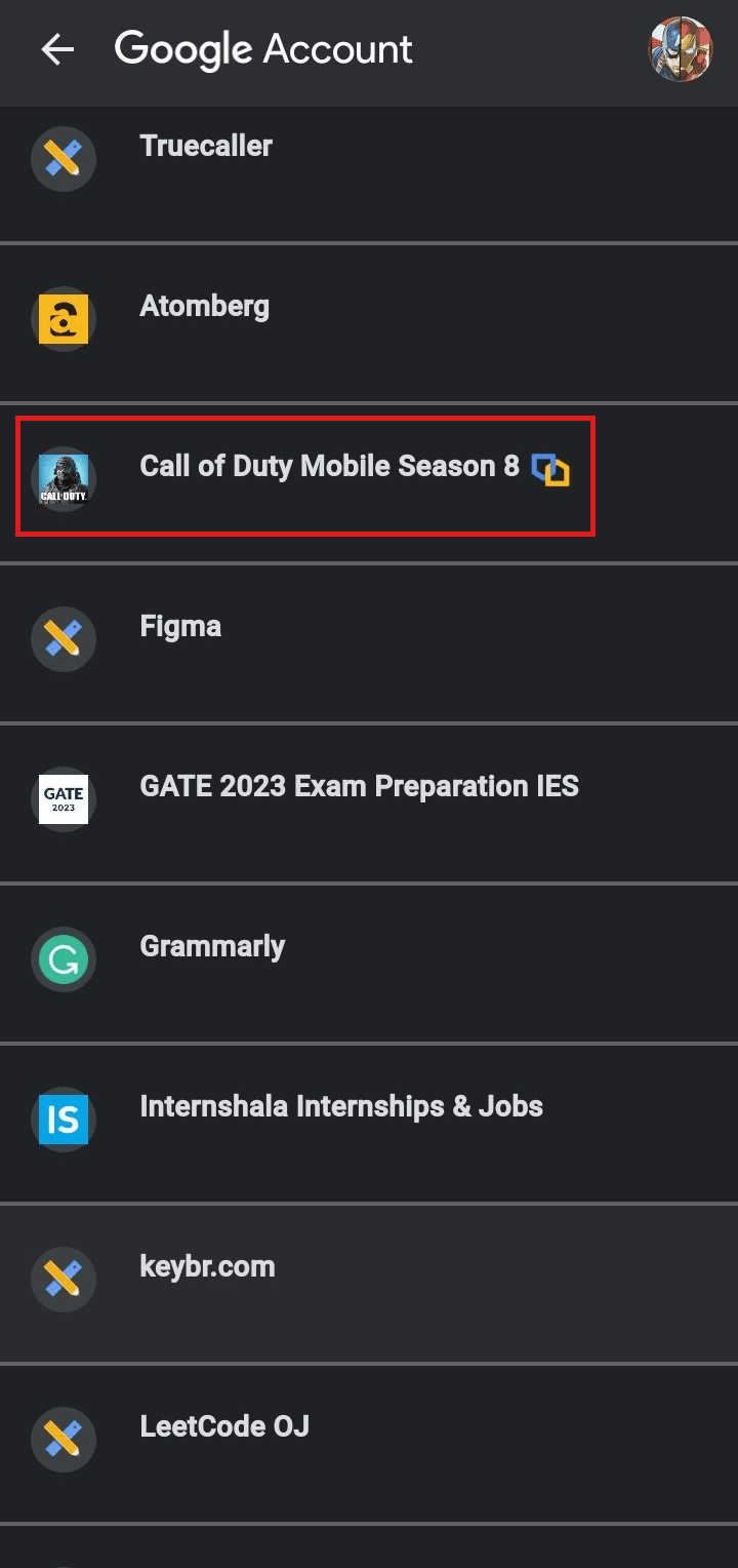 Tap on the Call of Duty Mobile game | unlink your Activision account again