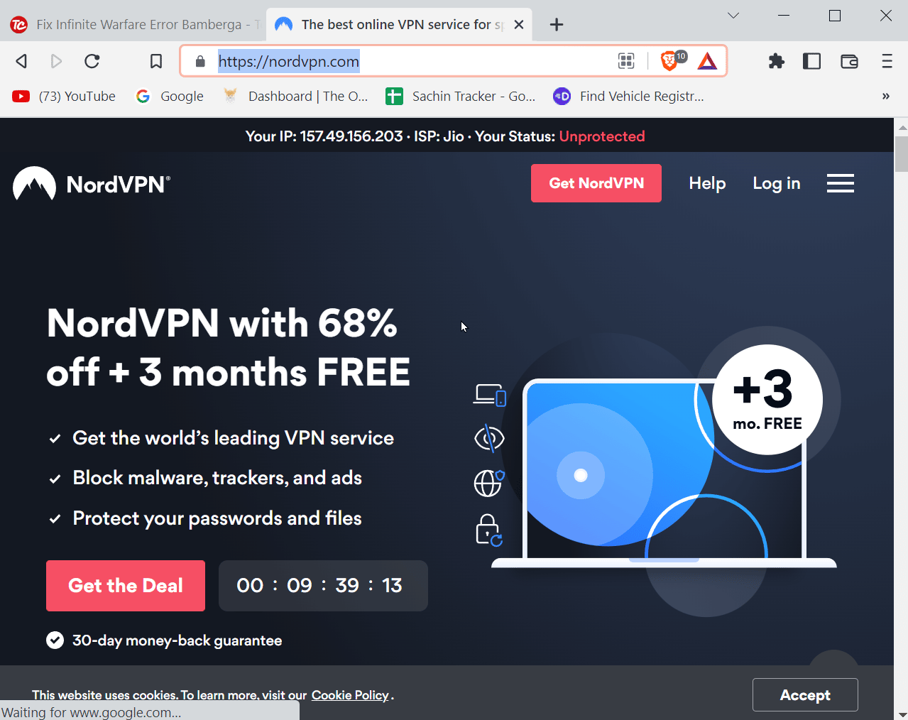 NordVPN homepage