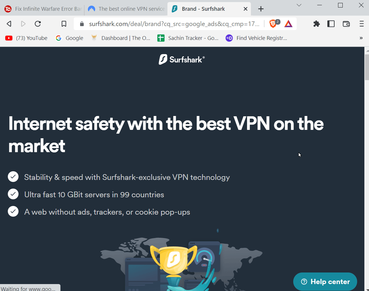 Surfshark homepage