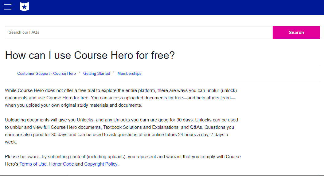 Course Hero does not offer a free trial