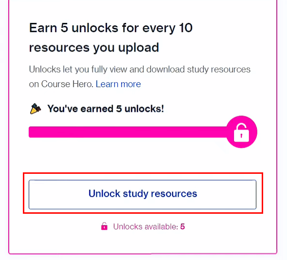 unlock study resources course hero