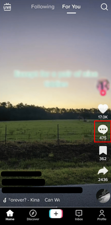 Tap on the comments icon on the right side.