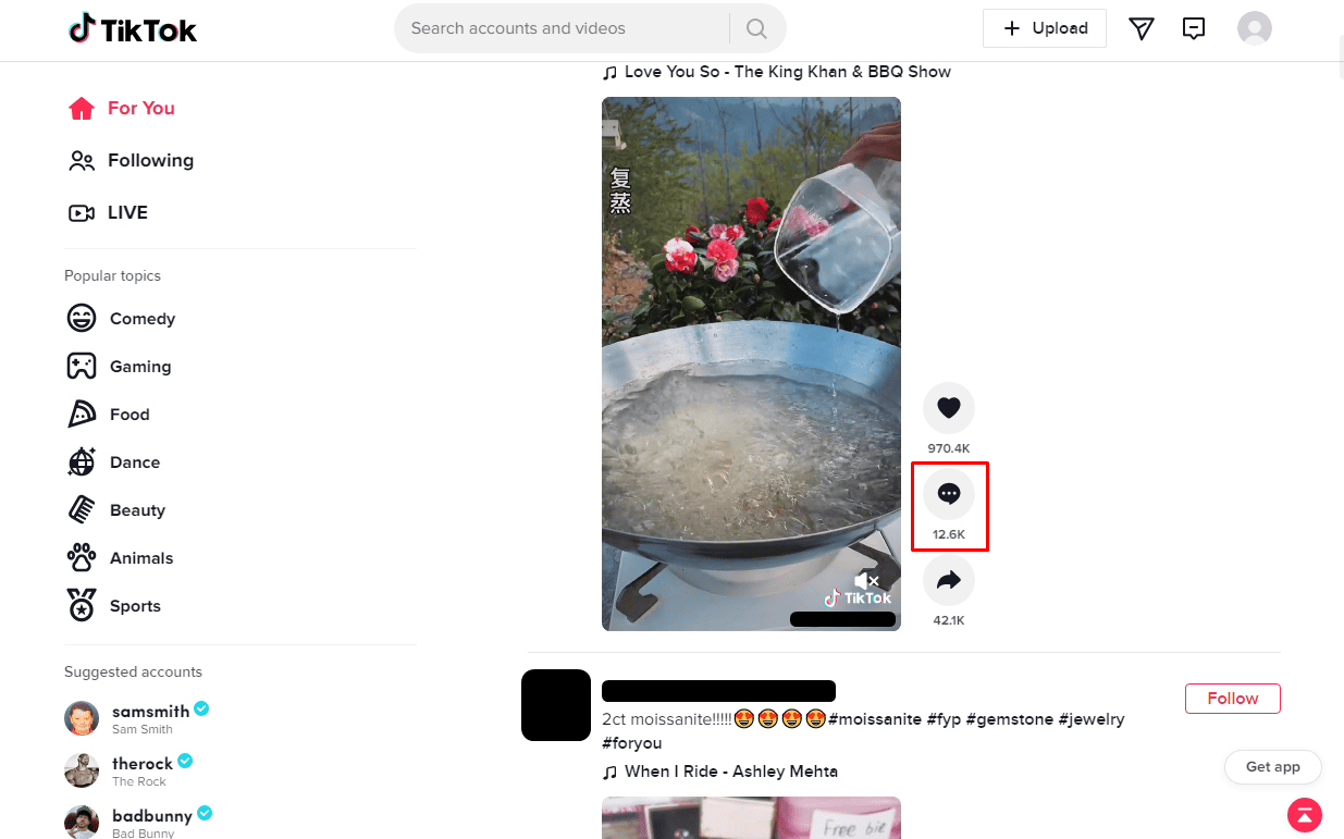 Click on the comments icon beside the video. | How to Reply to a Comment on TikTok