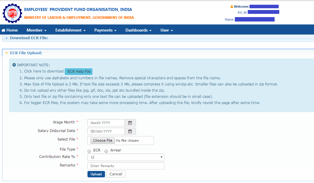 how to generate pf challan