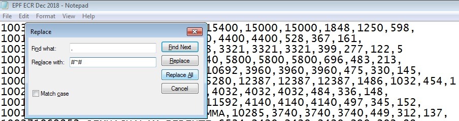 conversion excel to text file for epf