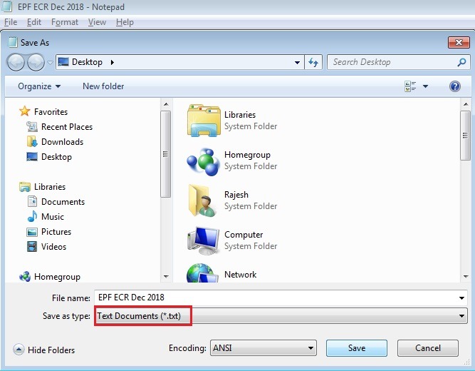 conversion excel to text file for epf