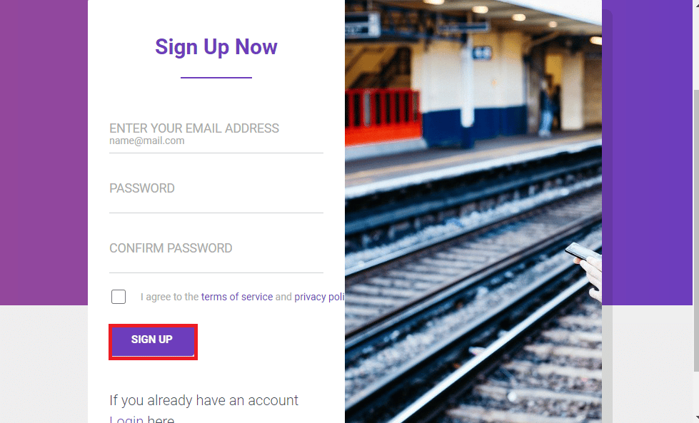 Enter the details and click on the SIGN UP button 