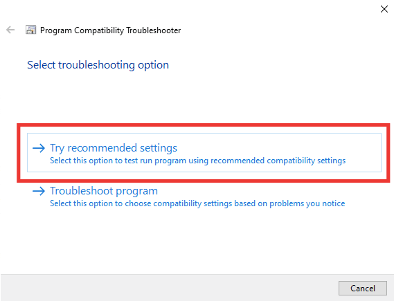 click on Try recommended settings
