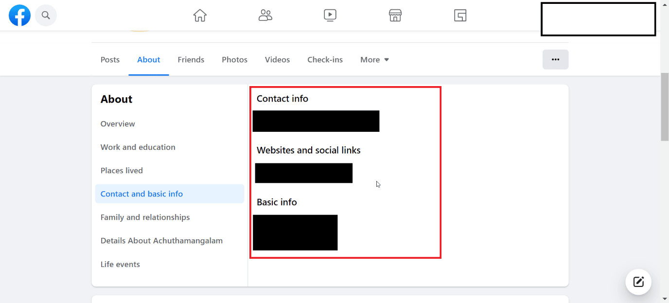 contact info present on right side